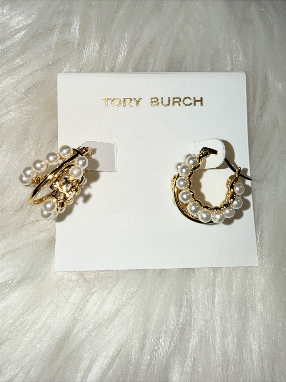 TORY BURCH MOONDANCE MULTI-HOOP PEARL EARRINGS